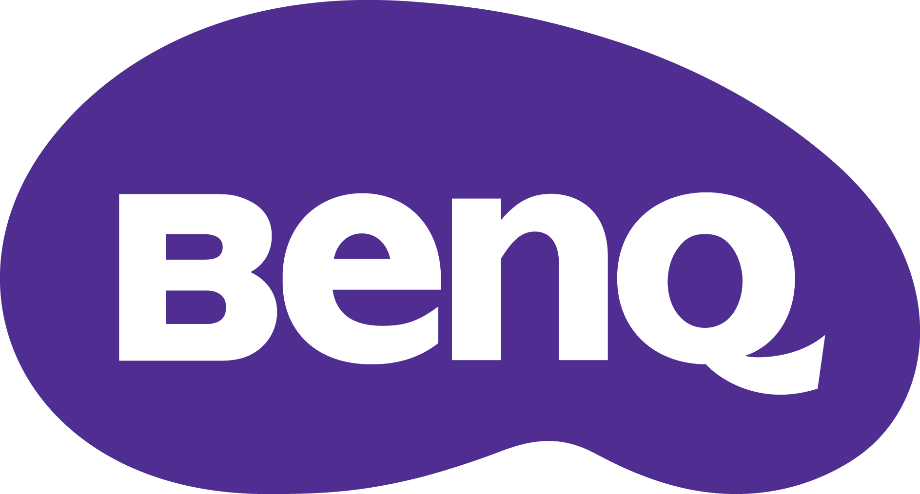 Benq Logo. Purple shape with the wordmark in white letters BenQ in capitals.